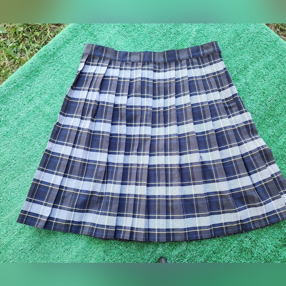 French Toast Navy and White Plaid Skater Skirt